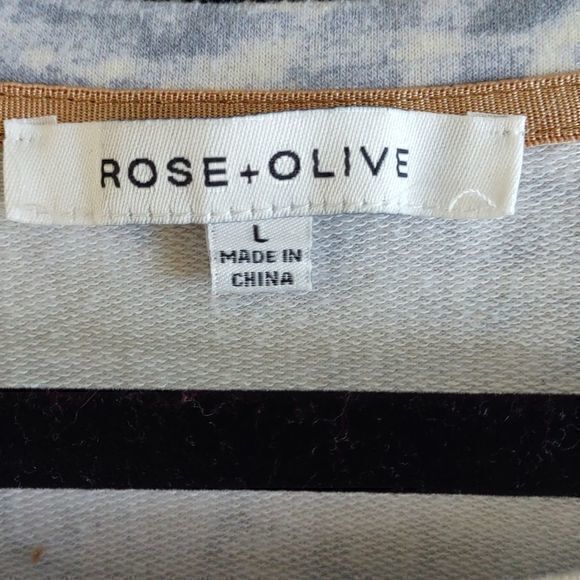 Rose + Olive Long Sleeve Tie Dye Shirt with Bunched Center Waist Size L - Picture 8 of 12